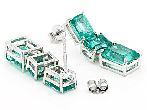 Green Topaz Platinum Over Sterling Silver Dangle Earrings 15.25ctw