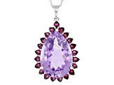 Lavender Amethyst Sterling Silver Pendant W/Chain 20.57ctw