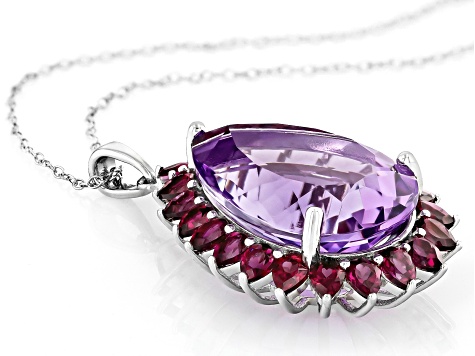 Lavender Amethyst Sterling Silver Pendant W/Chain 20.57ctw
