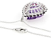 Lavender Amethyst Sterling Silver Pendant W/Chain 20.57ctw
