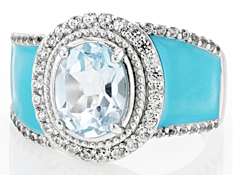 Sky Blue Topaz Rhodium Over Sterling Silver Ring 2.47ctw
