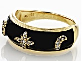 White Zircon 18k Yellow Gold Over Sterling Silver Ring 0.15ctw