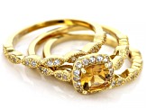 Yellow Citrine 18k Yellow Gold Over Sterling Silver Ring Set of 3 1.39ctw