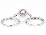 Pink Topaz Rhodium Over Sterling Silver Ring Set of 3 1.59ctw