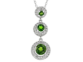 Green Chrome Diopside Rhodium Over Sterling Silver Pendant With Chain 2.10ctw