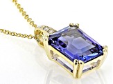 Blue Tanzanite 10k Yellow Gold Pendant With Chain 2.94ctw