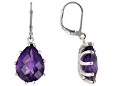 Purple African Amethyst Rhodium Over Sterling Silver Dangle Earrings 13.50ctw