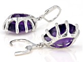 Purple African Amethyst Rhodium Over Sterling Silver Dangle Earrings 13.50ctw