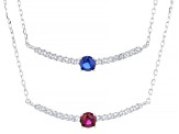 Red Lab Created Ruby Rhodium Over Sterling Silver Necklace Set 1.06ctw