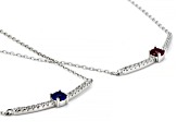 Red Lab Created Ruby Rhodium Over Sterling Silver Necklace Set 1.06ctw