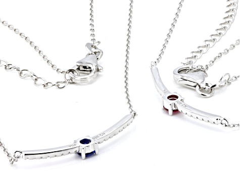 Red Lab Created Ruby Rhodium Over Sterling Silver Necklace Set 1.06ctw