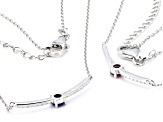 Red Lab Created Ruby Rhodium Over Sterling Silver Necklace Set 1.06ctw