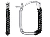 Black Spinel Rhodium Over Sterling Silver Hoop Earrings 0.83ctw