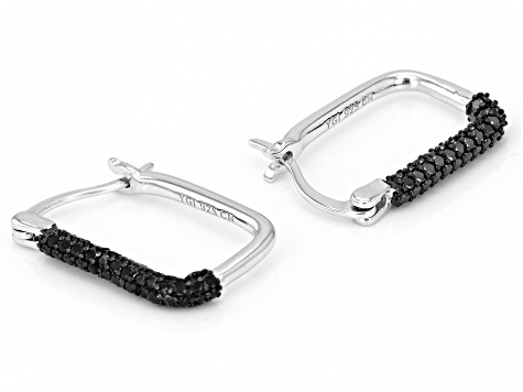 Black Spinel Rhodium Over Sterling Silver Hoop Earrings 0.83ctw