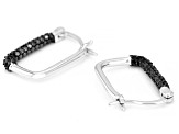 Black Spinel Rhodium Over Sterling Silver Hoop Earrings 0.83ctw