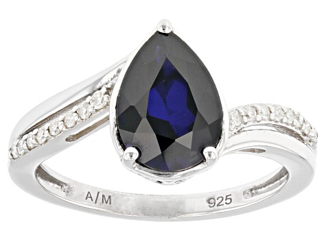 Blue Lab Created Sapphire Rhodium Over Sterling Silver Ring 1.88ctw