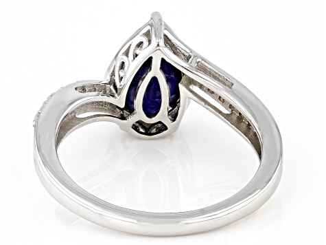 Blue Lab Created Sapphire Rhodium Over Sterling Silver Ring 1.88ctw