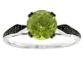 Green Peridot Rhodium Over Sterling Silver Ring Set 3.87ctw