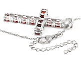 Red Garnet Rhodium Over Sterling Silver Cross Pendant With Chain 6.00ctw