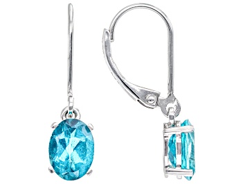 Picture of Paraiba Blue Color Topaz Platinum Over Sterling Silver Earrings 2.95ctw