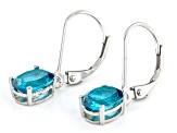 Paraiba Blue Color Topaz Platinum Over Sterling Silver Earrings 2.95ctw