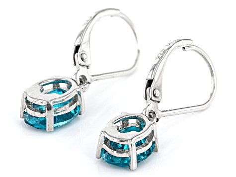 Paraiba Blue Color Topaz Platinum Over Sterling Silver Earrings 2.95ctw