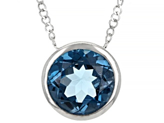 London Blue Topaz Rhodium Over Sterling Silver Pendant With Chain 4.00ct