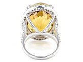 Yellow Citrine Rhodium Over Sterling Silver Ring 21.25ctw