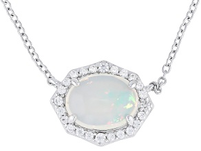 White Ethiopian Opal Rhodium Over Sterling Silver Necklace 1.40ctw