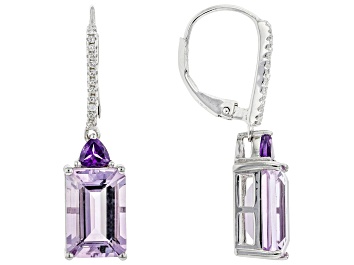 Picture of Purple Amethyst Rhodium Over Sterling Silver Dangle Earrings 8.28ctw