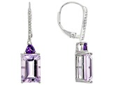 Purple Amethyst Rhodium Over Sterling Silver Dangle Earrings 8.28ctw