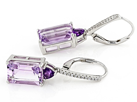 Purple Amethyst Rhodium Over Sterling Silver Dangle Earrings 8.28ctw