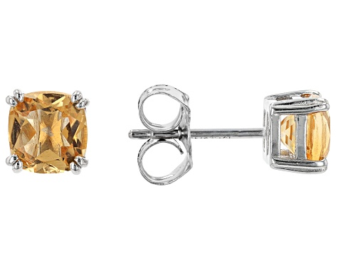 Yellow Citrine Platinum Over Sterling Silver Stud Earring Set of 3 2.68ctw