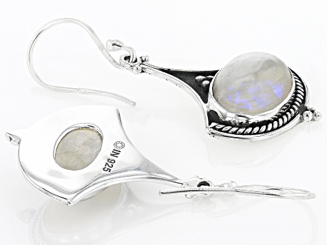 Rainbow Moonstone Sterling Silver Dangle Earrings