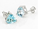 Sky Blue Topaz Rhodium Over Sterling Silver Stud Earrings 4.30ctw