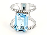 Sky Blue Topaz Rhodium Over Sterling Silver Ring 7.75ct