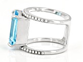 Sky Blue Topaz Rhodium Over Sterling Silver Ring 7.75ct