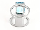 Sky Blue Topaz Rhodium Over Sterling Silver Ring 7.75ct