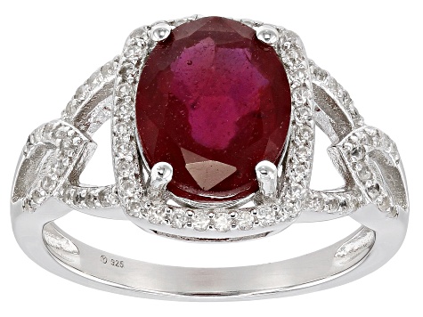 Red Mahaleo(R) Ruby Rhodium Over Sterling Silver Ring 3.10ctw