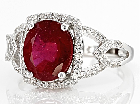 Red Mahaleo(R) Ruby Rhodium Over Sterling Silver Ring 3.10ctw