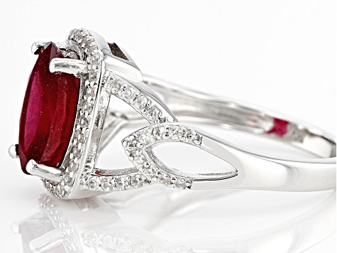 Red Mahaleo(R) Ruby Rhodium Over Sterling Silver Ring 3.10ctw