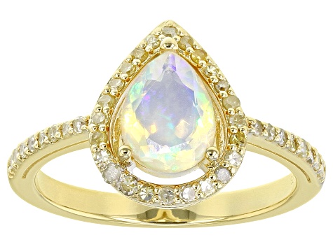 Ethiopian Opal 18k Yellow Gold Over Sterling Silver Ring 0.80ctw