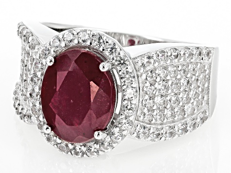 Red Mahaleo(R) Ruby Rhodium Over Sterling Silver Ring 4.35ctw