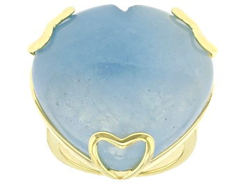 Picture of Blue Dreamy Aquamarine 18k Yellow Gold Over Sterling Silver Ring