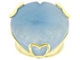 Blue Dreamy Aquamarine 18k Yellow Gold Over Sterling Silver Ring