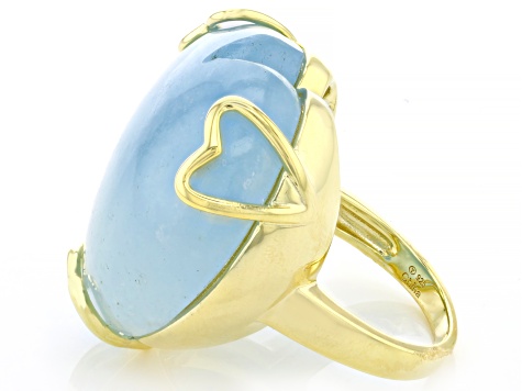Blue Dreamy Aquamarine 18k Yellow Gold Over Sterling Silver Ring