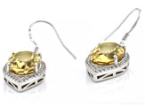 Yellow Citrine Rhodium Over Sterling Silver Dangle Earrings 9.25ctw