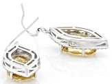 Yellow Citrine Rhodium Over Sterling Silver Dangle Earrings 9.25ctw