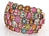 Multi-Color Multi Tourmaline 18k Rose Gold Over Sterling Silver Dome Ring 7.00ctw