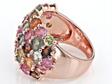 Multi-Color Multi Tourmaline 18k Rose Gold Over Sterling Silver Dome Ring 7.00ctw